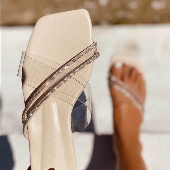 Clear rhinestone sandals